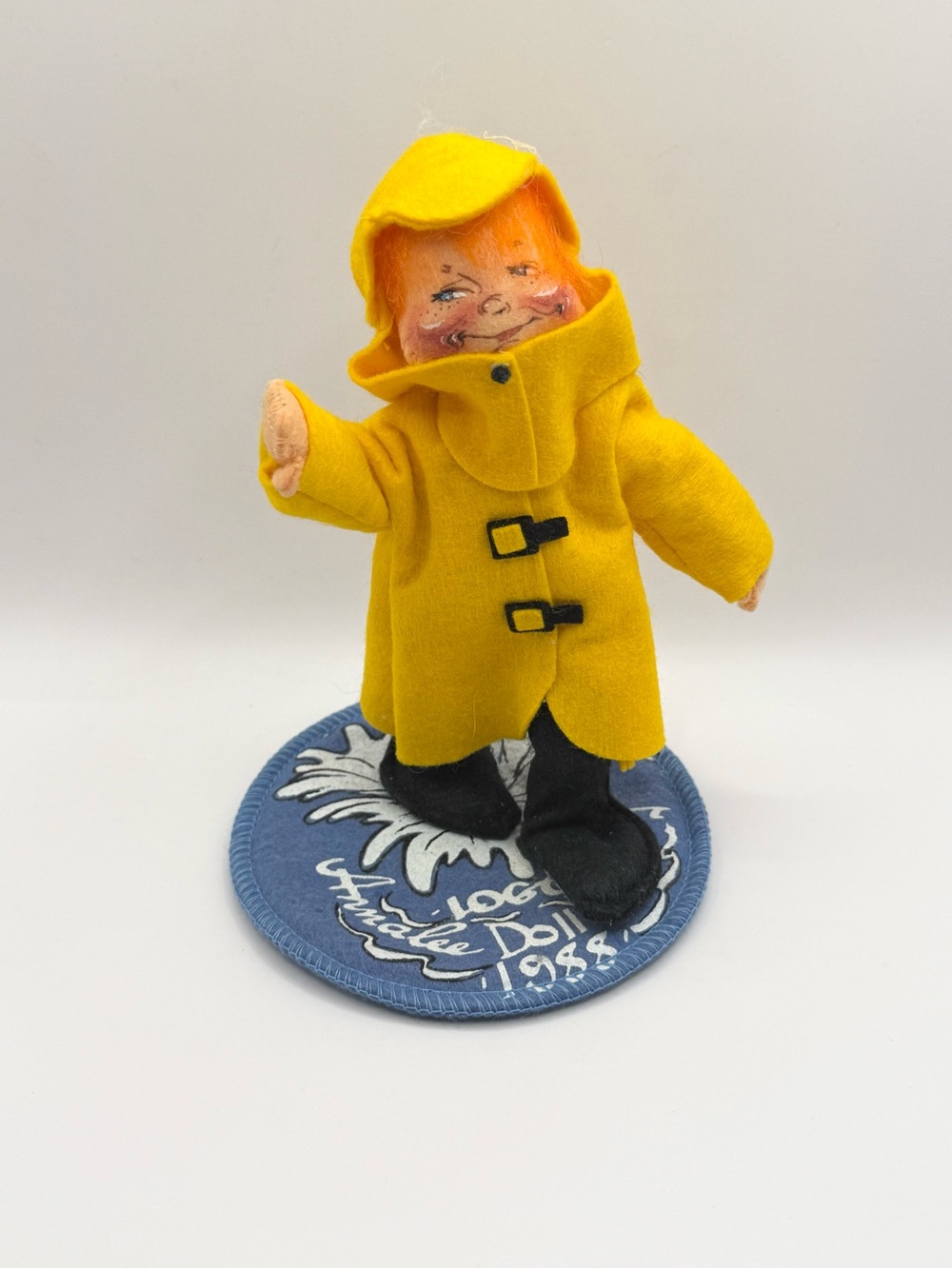 Vintage 1988 Annalee Doll Society Rain Coat Kid Doll 7” Yellow